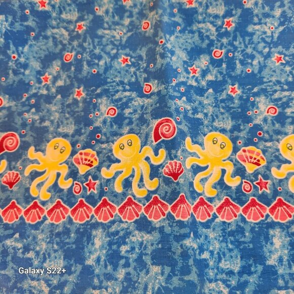 Ocean Octopus Sea Life Cotton Fabric  With Coordinating Border Fabric over 4 yd - Picture 2 of 10